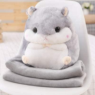 3 in 1 Cute Hamster Plush Stuffed Animal Toy Pillow Blanket Set